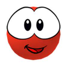 A low quality image of a red Meep from the Roblox game MeepCity. It's smiling at the camera.